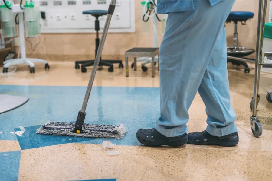Sanitization of a healthcare facility exam room